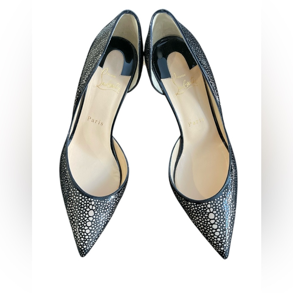Christian Louboutin ($895USD) GaluPump 70 Patent / Suede Black/Nude Heels 38.5 B